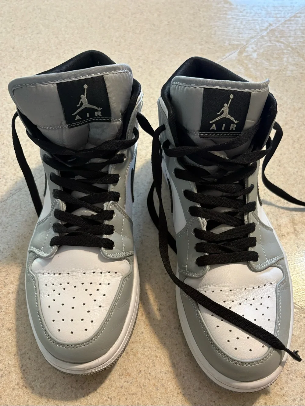 Nike Air Jordan 1 Mid Men’s Shoes - White, Gray & Black